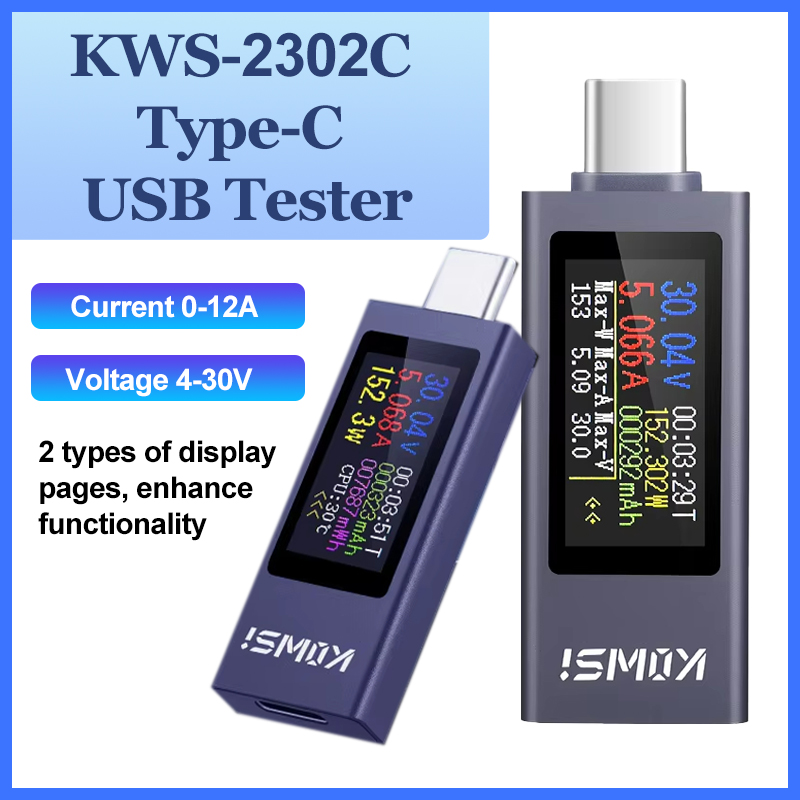 Usb Ammeter Tester - KWS-2302C Type-C USB 테스터 다기능 디지털