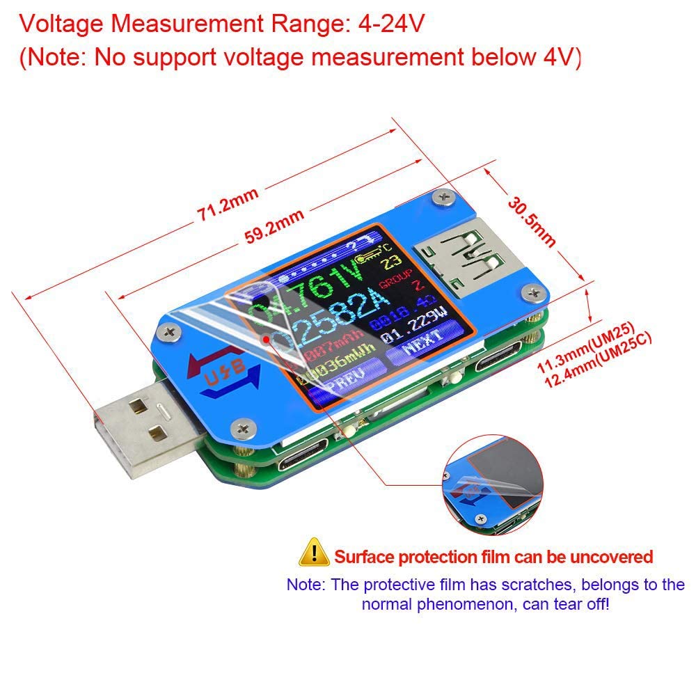 UM25 UM25C 전압 및 전류 측정기 USB 2.0 - Usb Ammeter Tester 리뷰 및 가격
