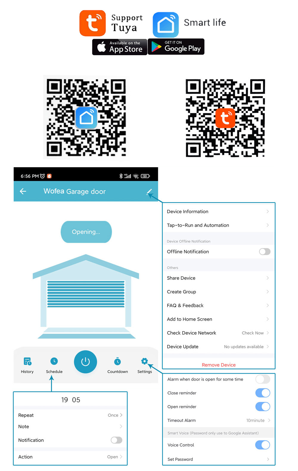Wofea Tuya 스마트 WIFI 2.4G 차고 문  - Phone Opening Tool 리뷰 및 가격